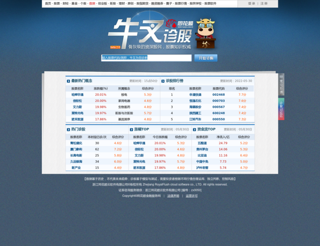 同花順牛叉診股首頁截圖，僅供參考